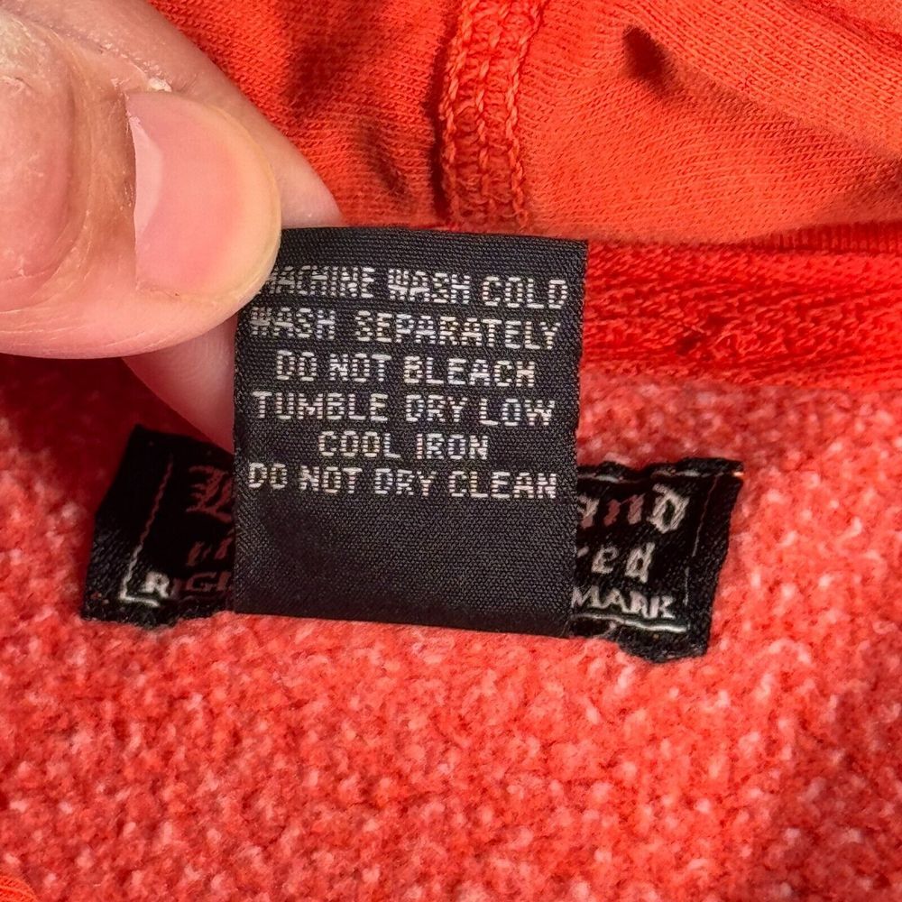 Lucky Brand Vintage Inspired Hoodie Sweatshirt Women XS Orange Fleece Distressed - Picture 10 of 12